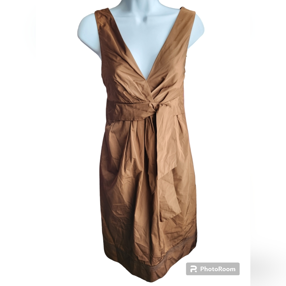 Lida Baday Brown Detailed Sleeveless Sheath Dress Size 8